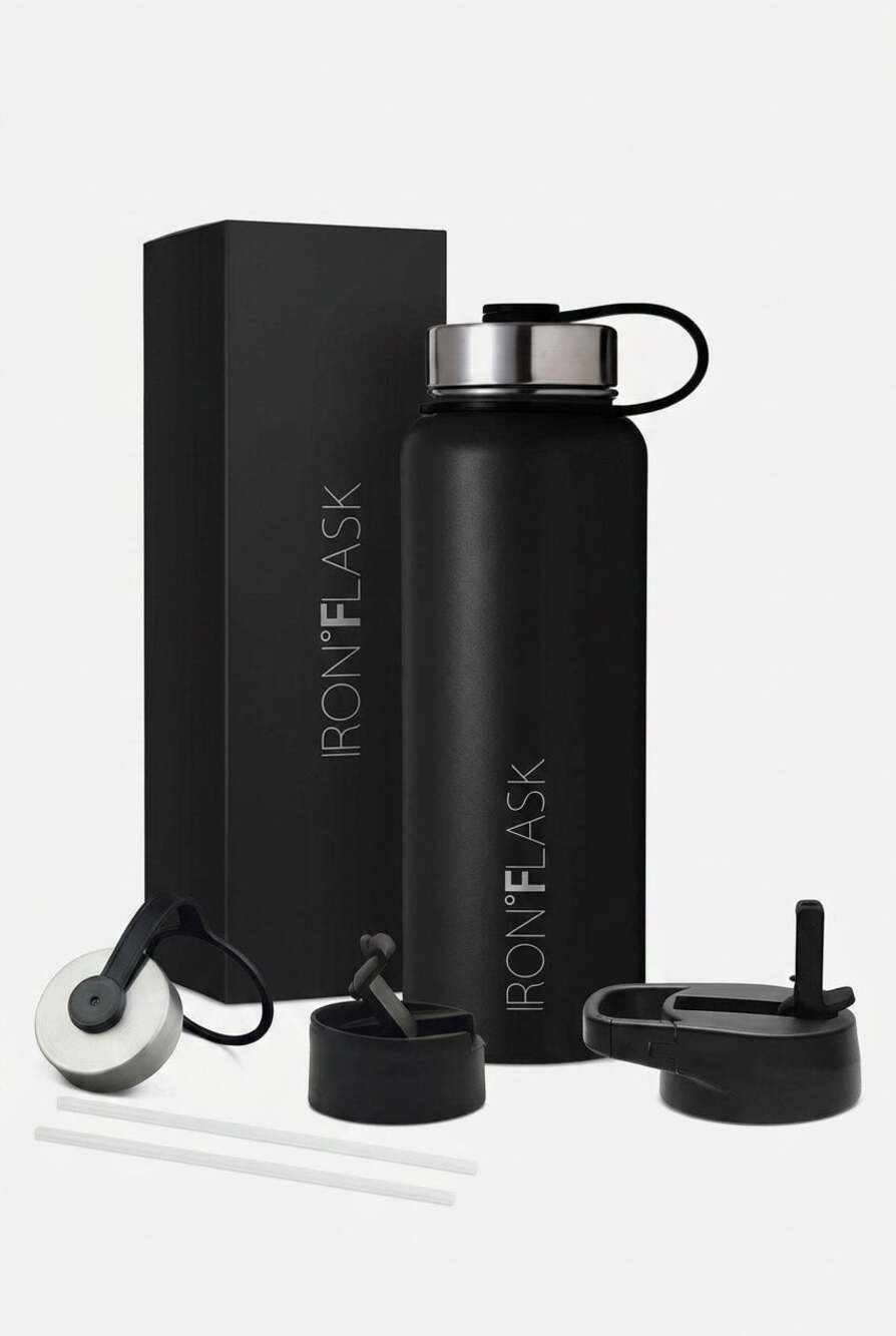 Iron Flask Wide Mouth 32oz Water Bottle with Straw Lid